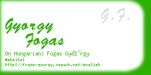 gyorgy fogas business card